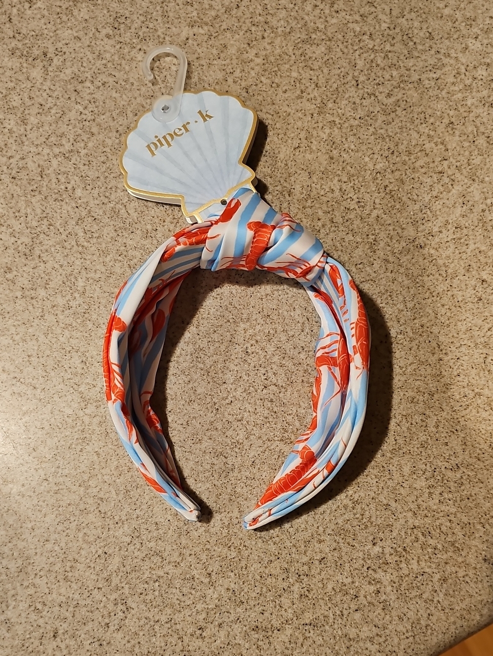 Piper K Red Lobsters  & Light Blue Knotted Pattern Headband